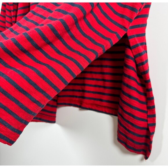 Mersea Catalina Slub Knit Top Women One Size Red Navy Stripe Relaxed Coastal Tee - Picture 7 of 12